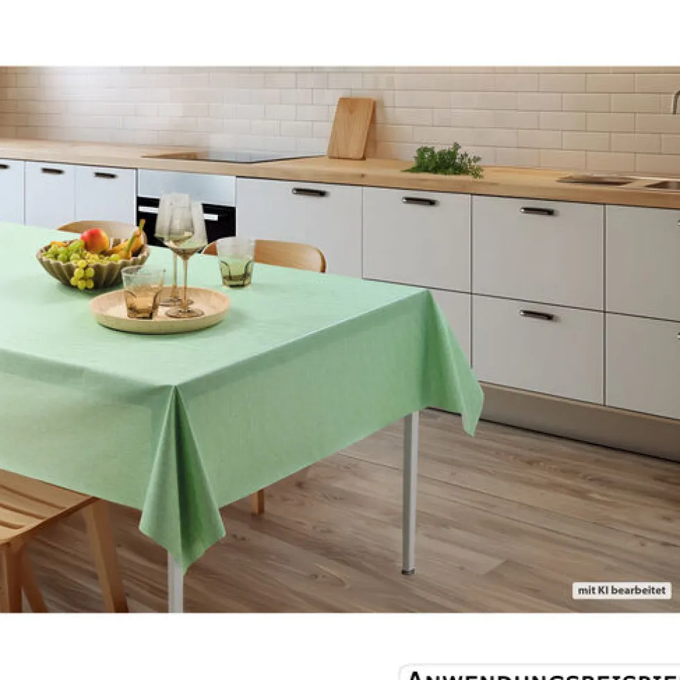 Wachstuch Tischdecke Lino grün, Meterware