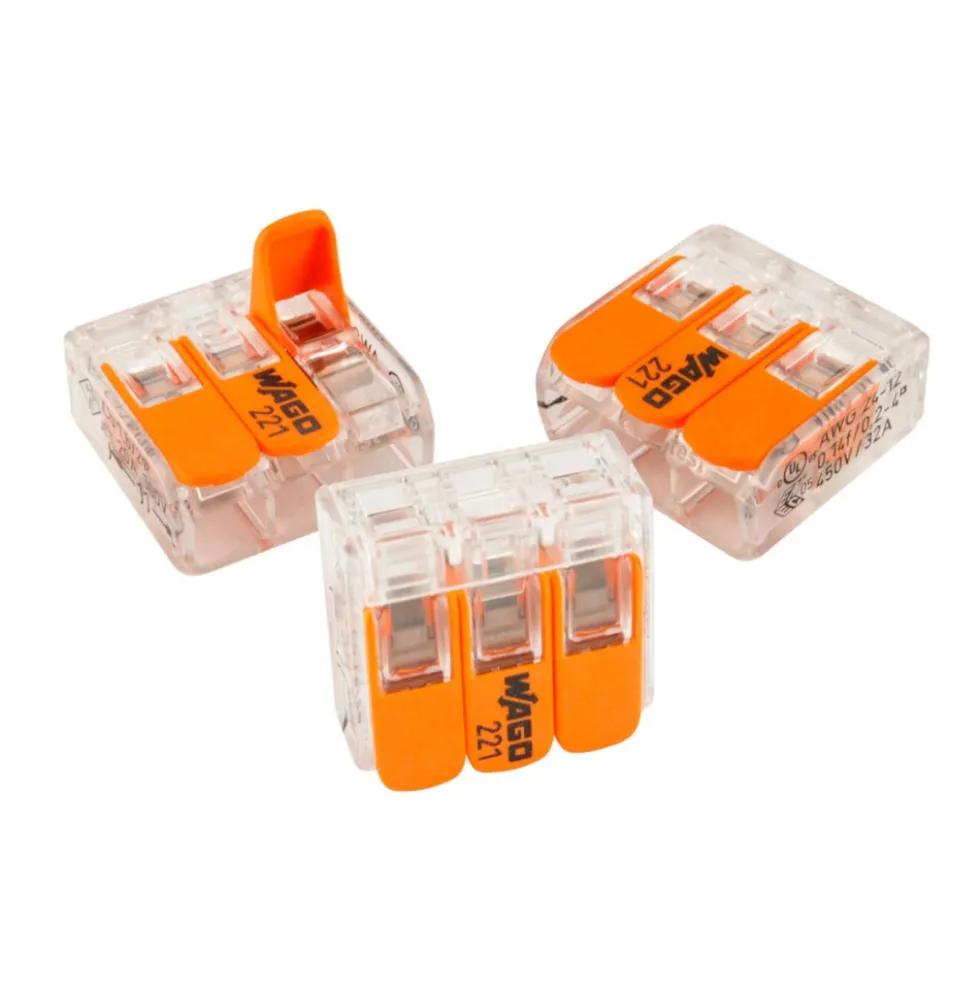 WAGO Compact Verbinderklemme 3-polig, 0,14 - 4 mm², 15 Stück