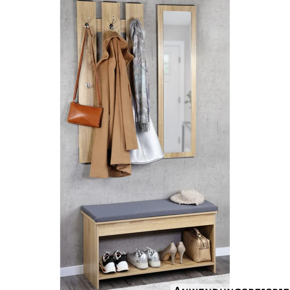 Wandgarderobe mit Spiegel und Sitzbank