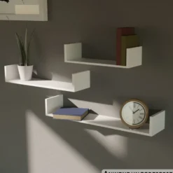 Wandregal 3er-Set weiß 30/45/60 x 15 x 10 cm