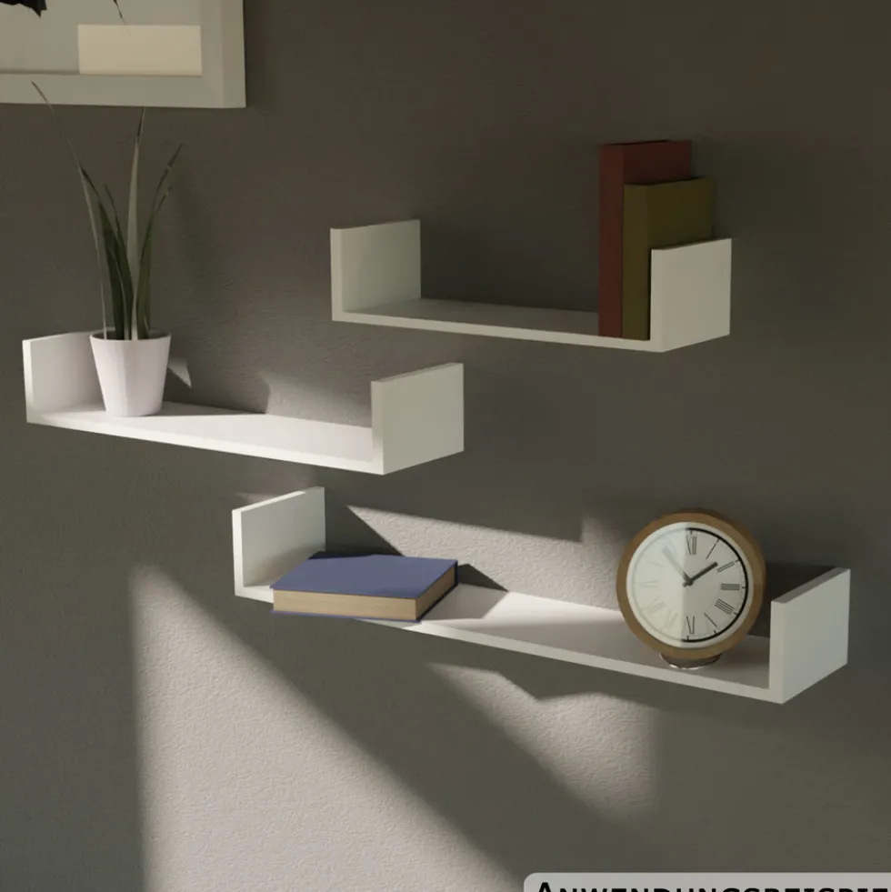 Wandregal 3er-Set weiß 30/45/60 x 15 x 10 cm