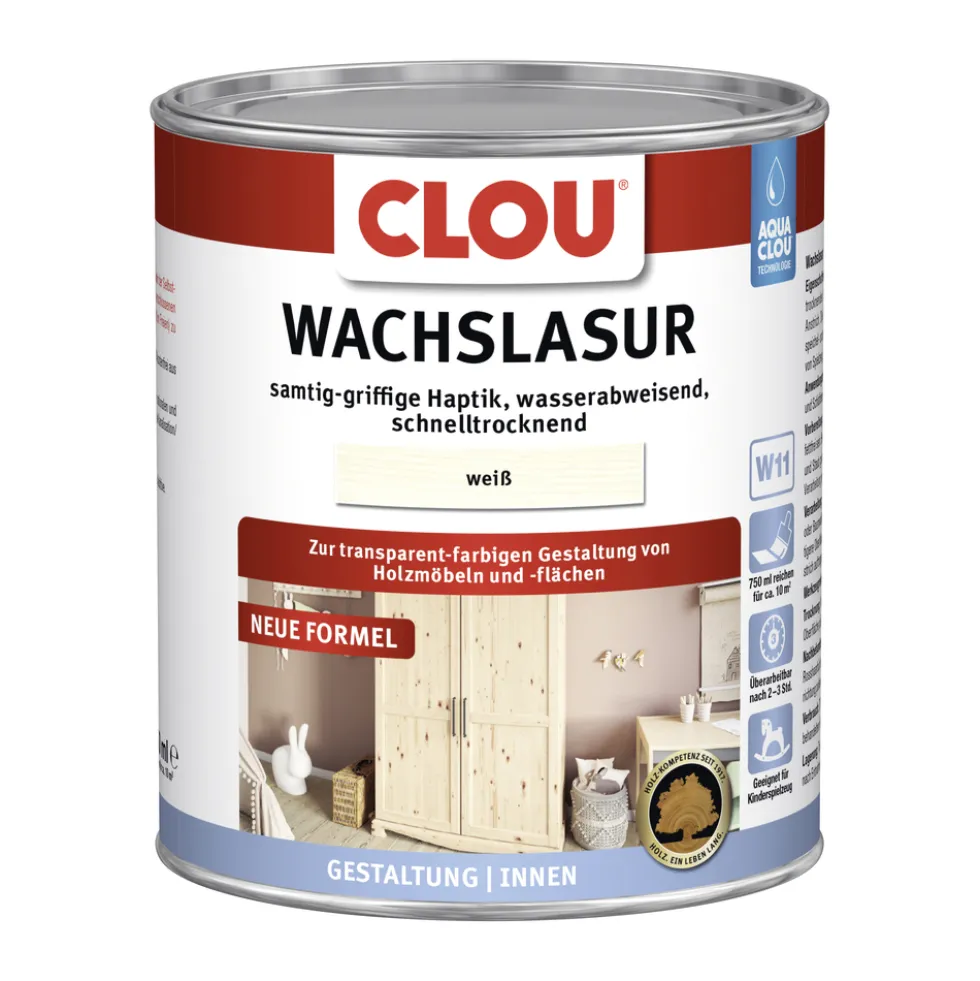 W11 AQUA Clou® Wachslasur Nr. 5 Weiß