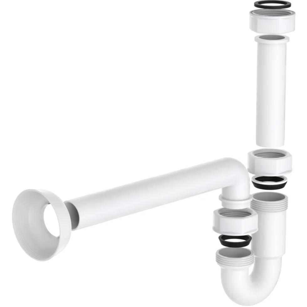 Waschtisch-Röhrensiphon Kunststoff weiß 1¼"" x 32 mm