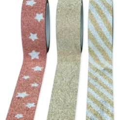 Washi Tape 3 Rollen 15 mm x 3 m Glitter
