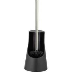 WC-Garnitur Arese 2in1 schwarz aus Edelstahl mit Silikon-Borsten