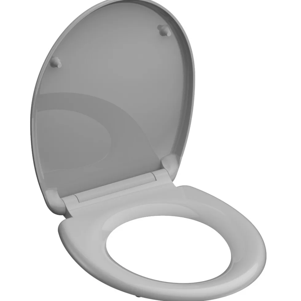 WC-Sitz Absenkautomatik Schnellverschluss Grau