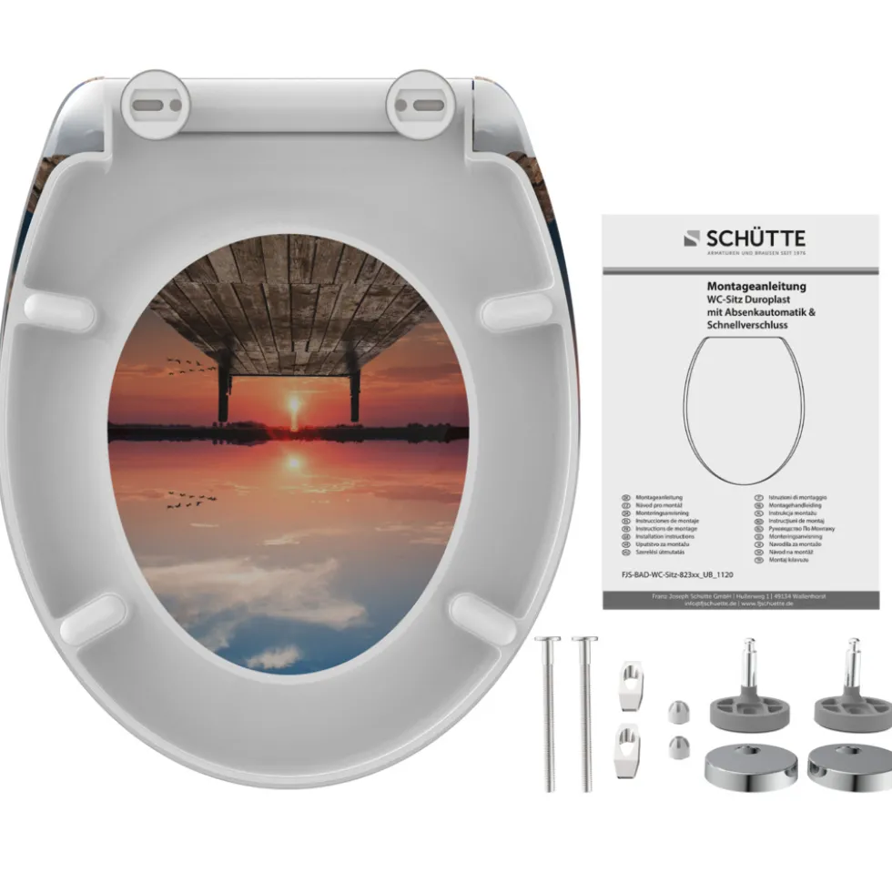 WC-Sitz Absenkautomatik Schnellverschluss Sunset Sky