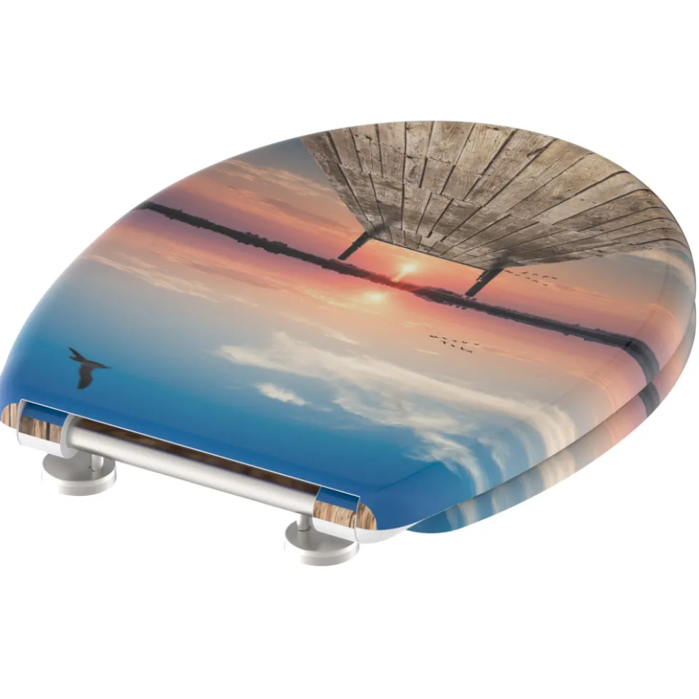 WC-Sitz Absenkautomatik Schnellverschluss Sunset Sky