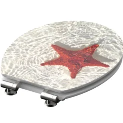 WC-Sitz mit Absenkautomatik MDF High Gloss Red-Starfish