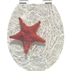 WC-Sitz mit Absenkautomatik MDF High Gloss Red-Starfish