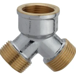 2-Wege-Verteiler Messing verchromt ¾'' IG x ¾'' AG