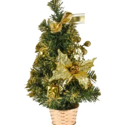 Weihnachtsbaum künstlich 50 cm beschmückt im goldenen Topf