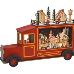 Weihnachtsdeko LKW mit LED Beleuchtung aus Holz
