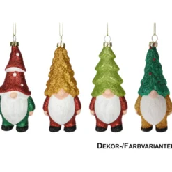 Weihnachtsschmuck Zwerg 12,5 cm, 4-fach sortiert