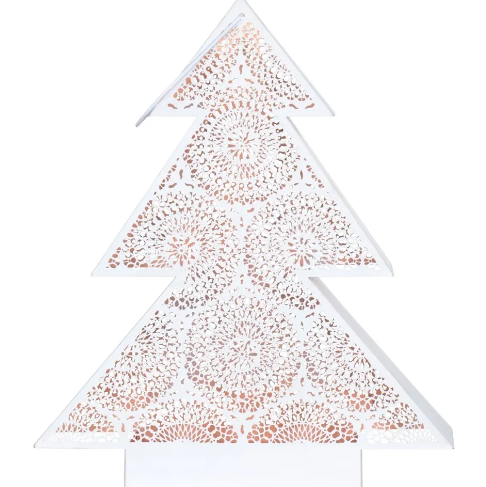 Windlicht Tree 34x9x40 cm weiss/kupfer aus Metall