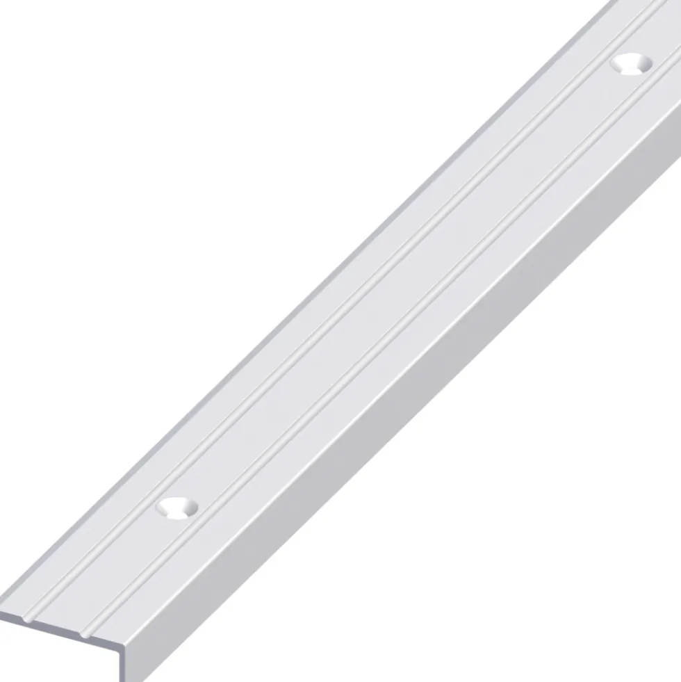 Winkel-Abschlussprofil Aluminium eloxiert 2000 x 25 x 10 mm silberfarben rund gelocht gerillt
