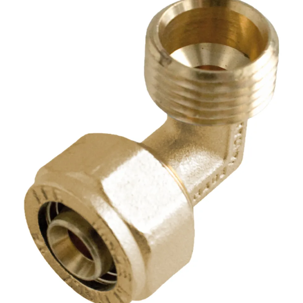 Winkel 90° für Metallverbundrohr 16 x 2 mm x ½'' Aussengewinde vernickelt