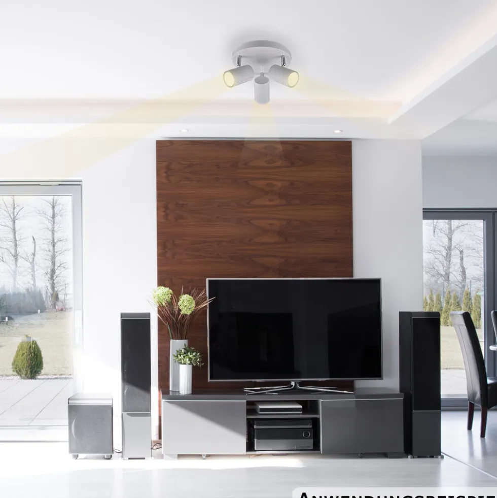 Wohnraumleuchte 3-flammig rund mit Leuchtmittel