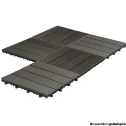 WPC-Fliese 30 x 30 cm in Dunkelgrau mit Steck-System