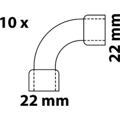 10 x Doppel-Bogenmuffe 90° Kupfer-Lötfitting 22 mm - Vorratspack