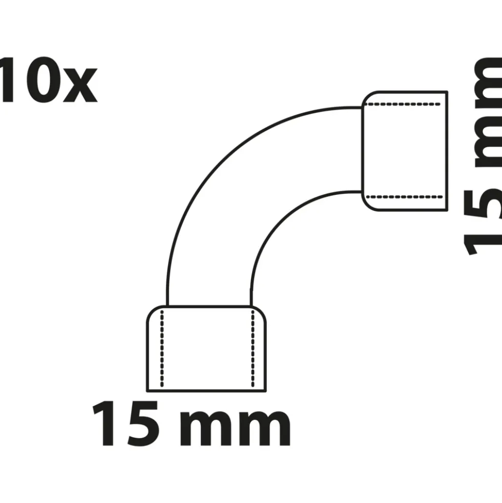 10 x Doppel-Bogenmuffe 90° Kupfer-Lötfitting 15 mm - Vorratspack