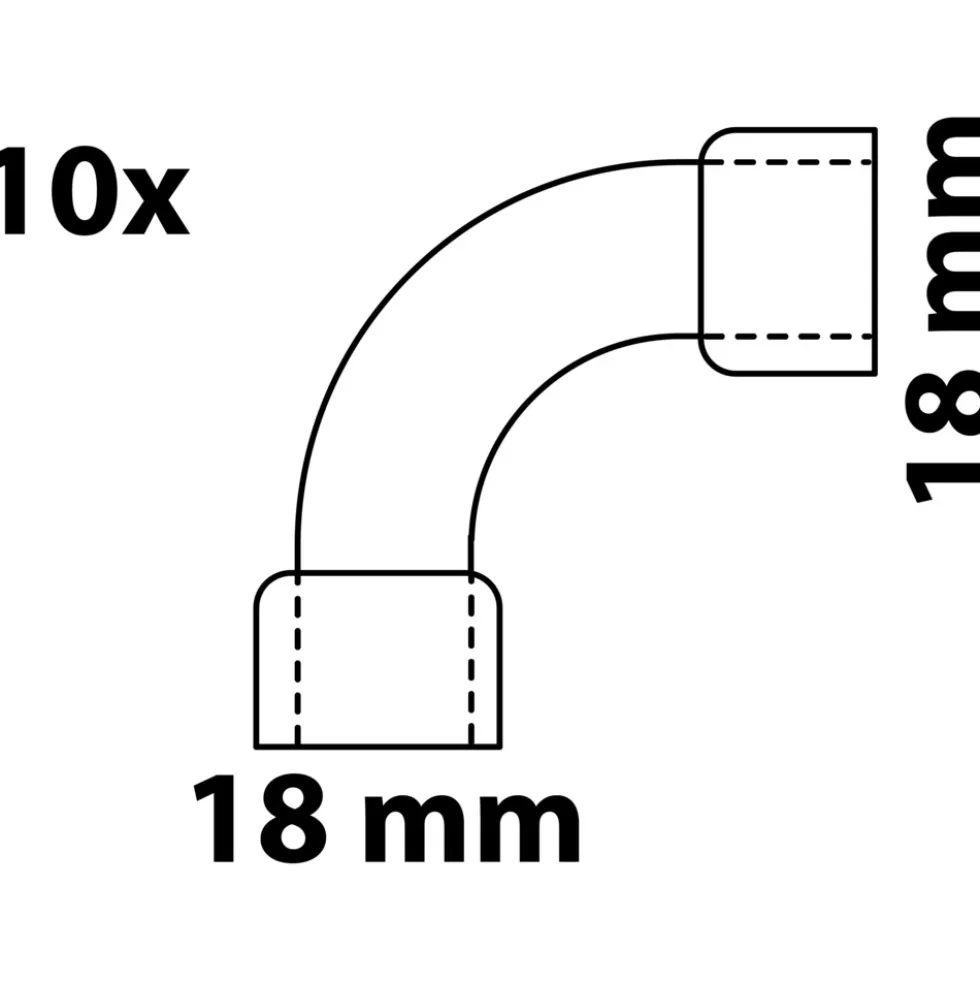 10 x Doppel-Bogenmuffe 90° Kupfer-Lötfitting 18 mm - Vorratspack