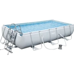 XXL-Swimmingpool rechteckig mit Stahlrahmen und passender Leiter