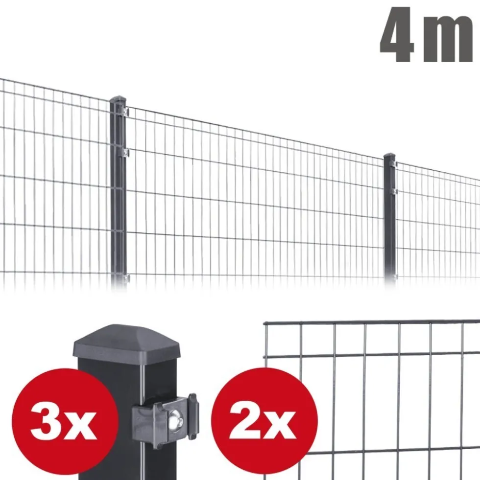 Zaunpaket MICHL ca. 1,2 m x ca. 4 m anthrazit verzinkt pulverbeschichtet