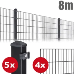 Zaunpaket PICO ca. 1 m x ca. 8 m anthrazit verzinkt pulverbeschichtet