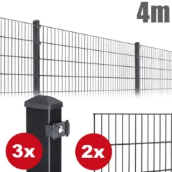 Zaunpaket PICO ca. 0,8 m x ca. 4 m anthrazit verzinkt pulverbeschichtet