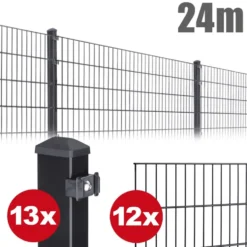 Zaunpaket PICO ca. 0,8 m x ca. 24 m anthrazit verzinkt pulverbeschichtet