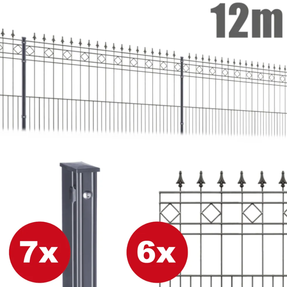 Zaunpaket RIMINI ca. 12m x 1,1m in Anthrazit