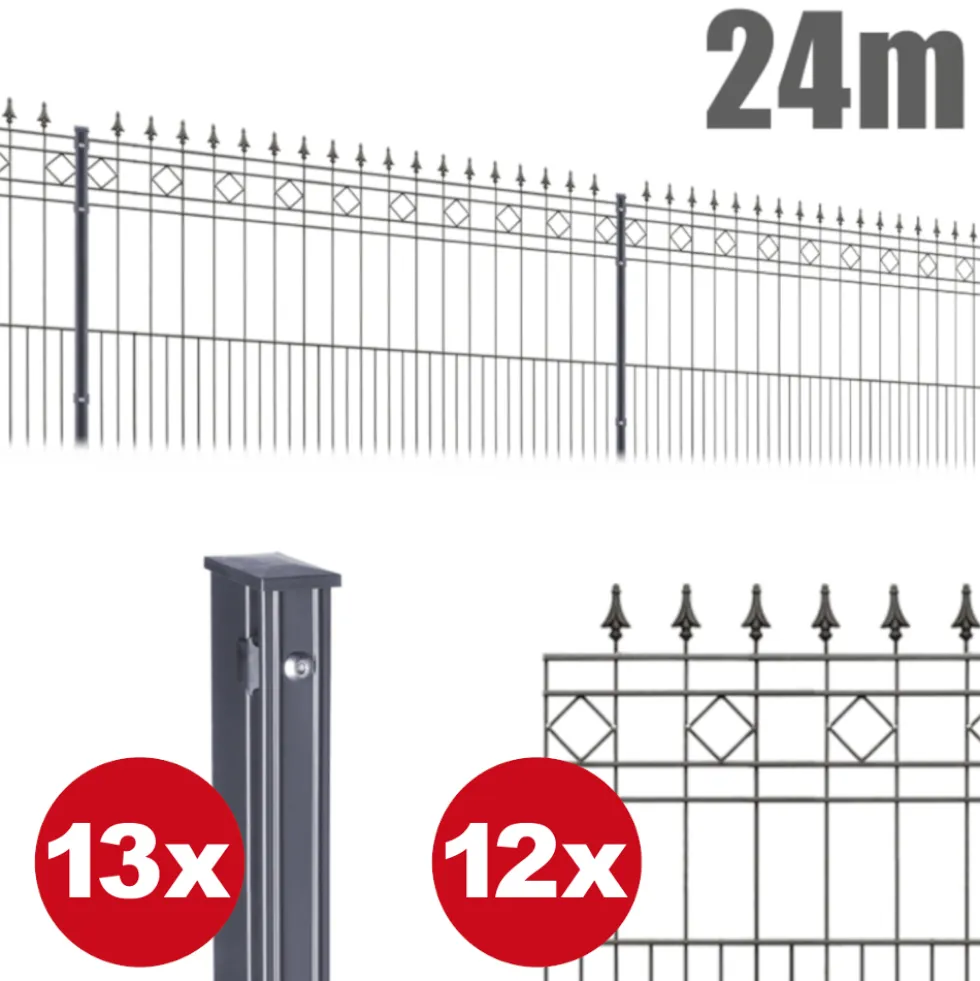 Zaunpaket RIMINI ca. 24 m x 0,9 m in Anthrazit