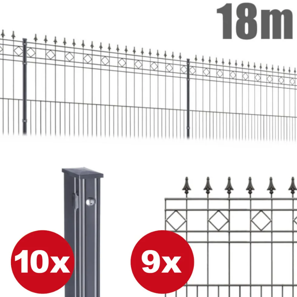 Zaunpaket RIMINI ca. 17m x 1,1m in Anthrazit