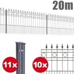 Zaunpaket RIMINI ca. 19m x 1,1m in Anthrazit