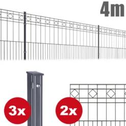 Zaunpaket Turin ca. 0,8 m x 4 m anthrazit verzinkt pulverbeschichtet