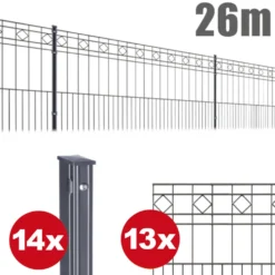 Zaunpaket Turin ca. 1 m x 26 m anthrazit verzinkt pulverbeschichtet