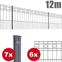 Zaunpaket Turin ca. 1 m x 12 m anthrazit verzinkt pulverbeschichtet