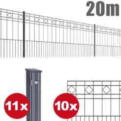 Zaunpaket Turin ca. 0,8 m x 20 m anthrazit verzinkt pulverbeschichtet