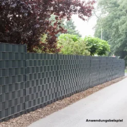 Zaun Sichtschutz und Windschutz A1-Blickdicht 19 cm Breit grün