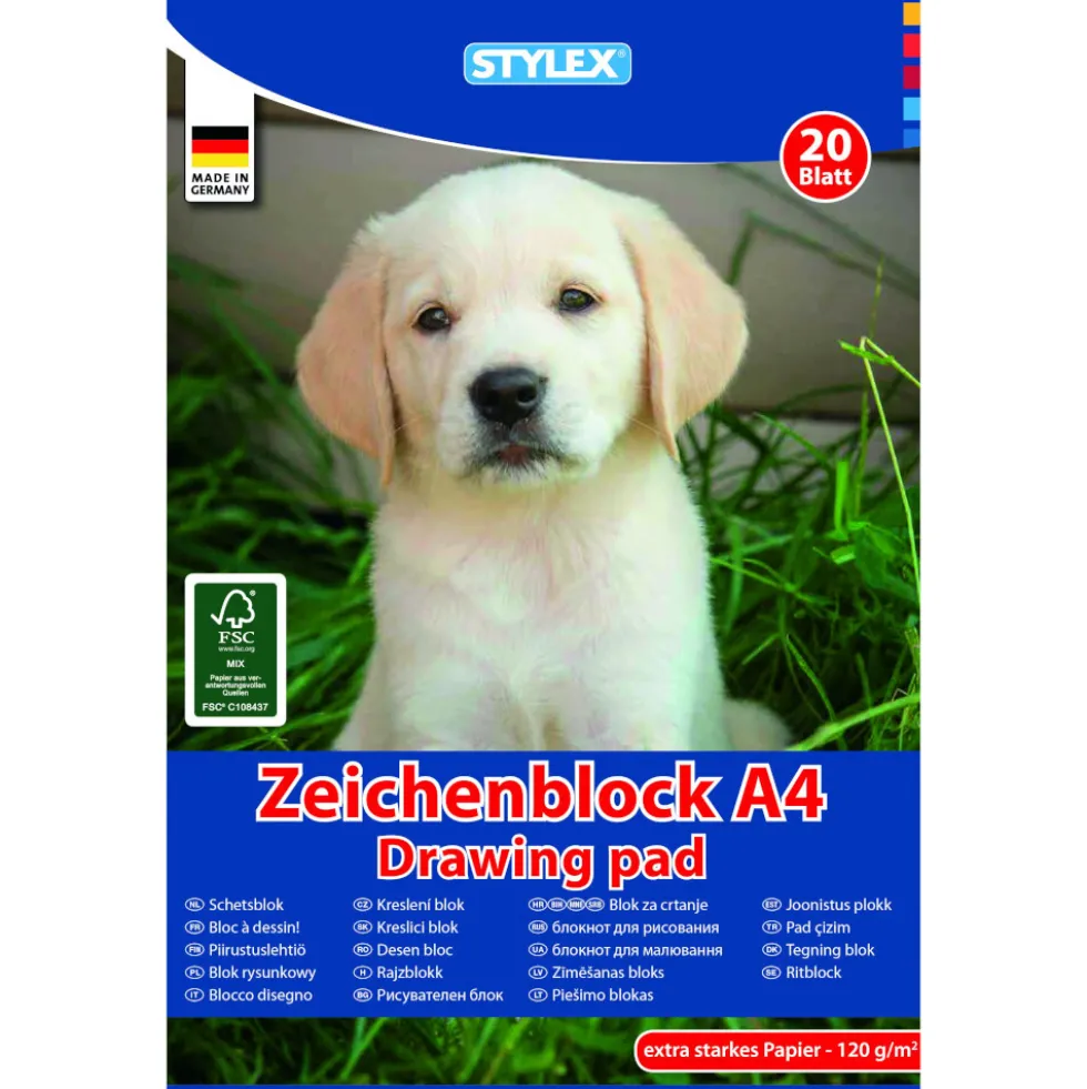 Zeichenblock A4, 20 Blatt, 120 g/m², extra starkes Papier