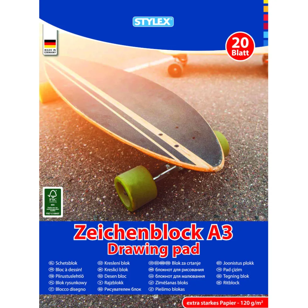 Zeichenblock A3 20 Blatt holzfrei