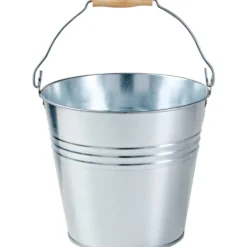 Zinkeimer 10 Liter aus Stahl mit Holzgriff