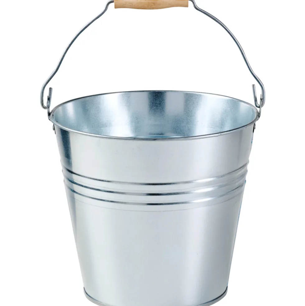 Zinkeimer 10 Liter aus Stahl mit Holzgriff