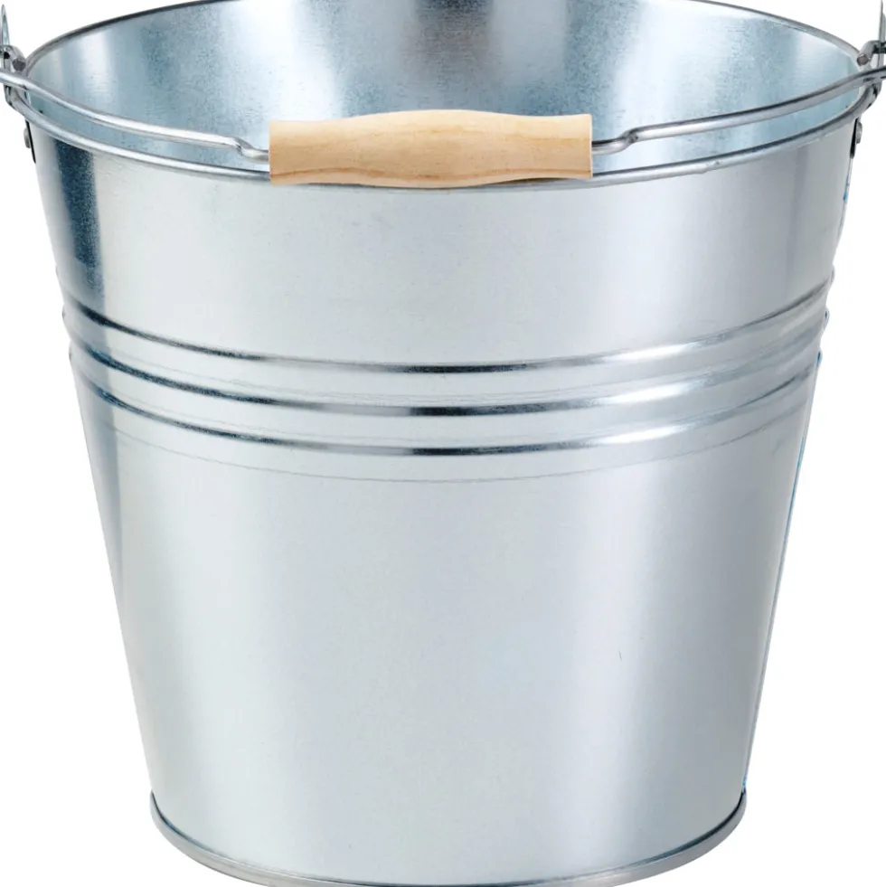 Zinkeimer 10 Liter aus Stahl mit Holzgriff