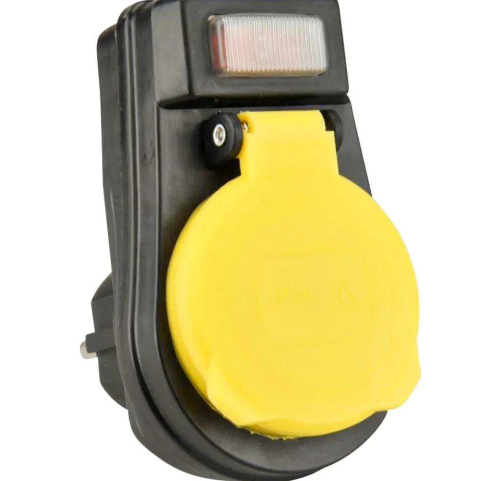 Zwischenstecker mit Schalter IP 44 schwarz